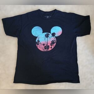 Disney Mickey Mouse Palm Tree Silhouette Sunset XL Neff T-Shirt Black Tropical
